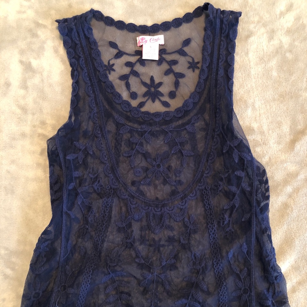 Navy lace tank